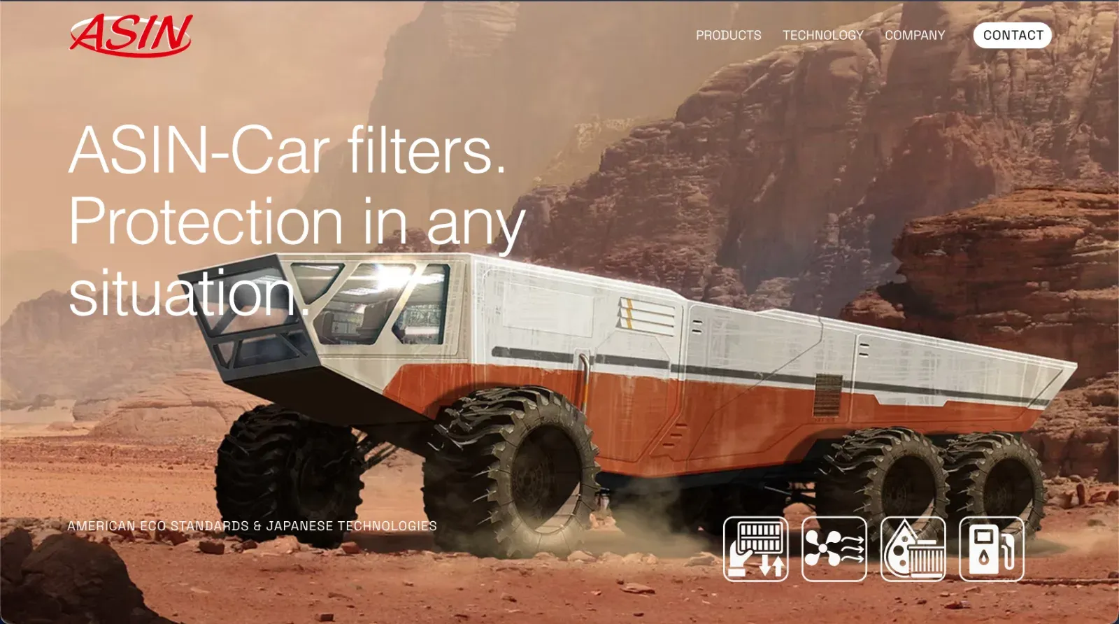 ASIN automotive car filters custom landing page designed by Point-X